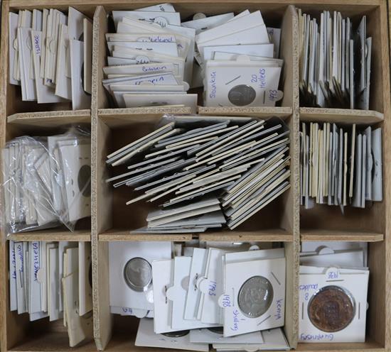 A box of assorted coins